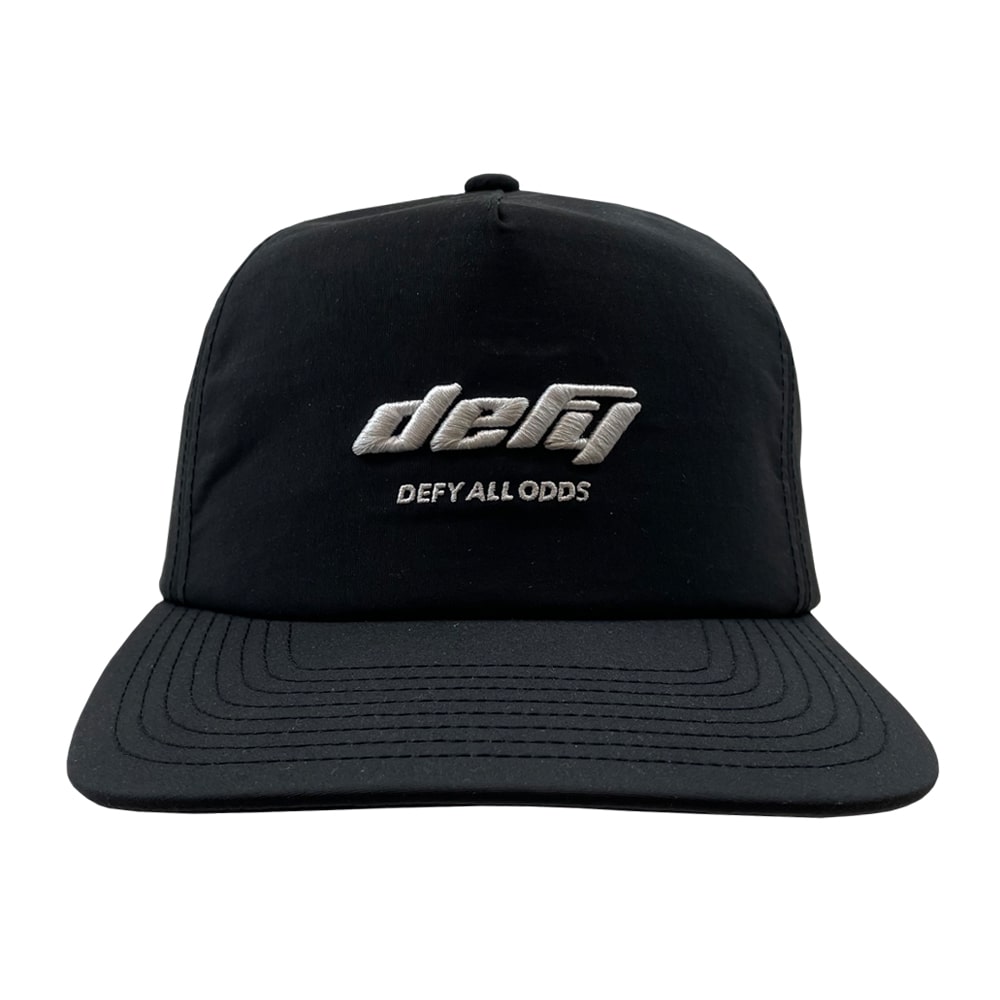 Black::black hat with defy logo on front