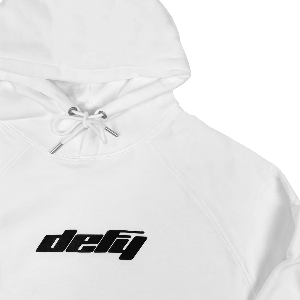 White::White tee with defy logo on front